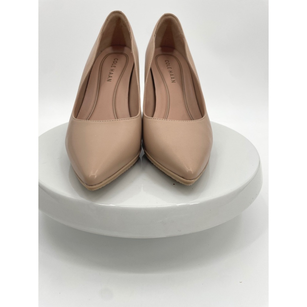 Cole Haan Pumps Women 8B Nude Leather Flared Heel Pointed Toe Grand 360 - Picture 2 of 10